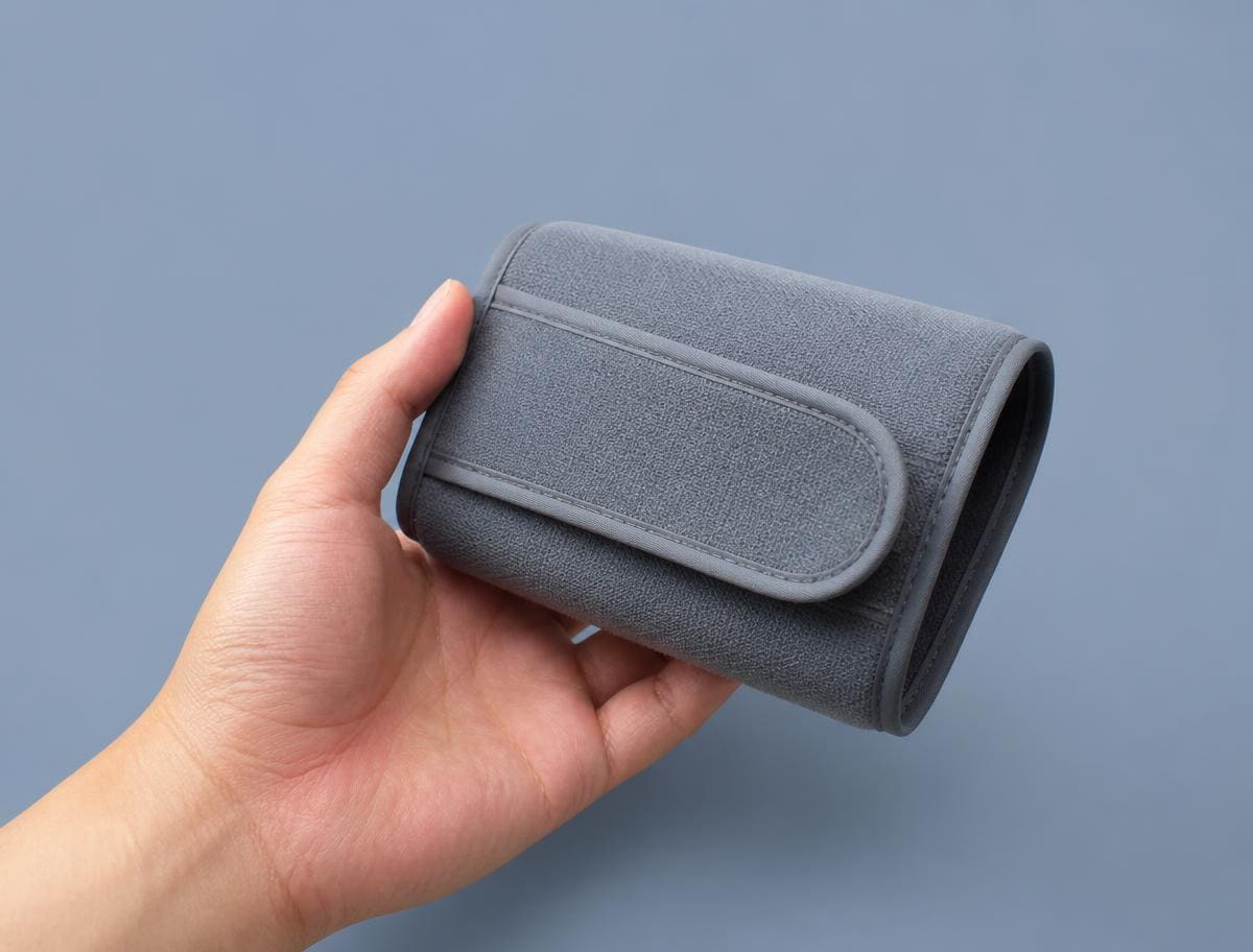 Hand holding a blood pressure cuff before a private check